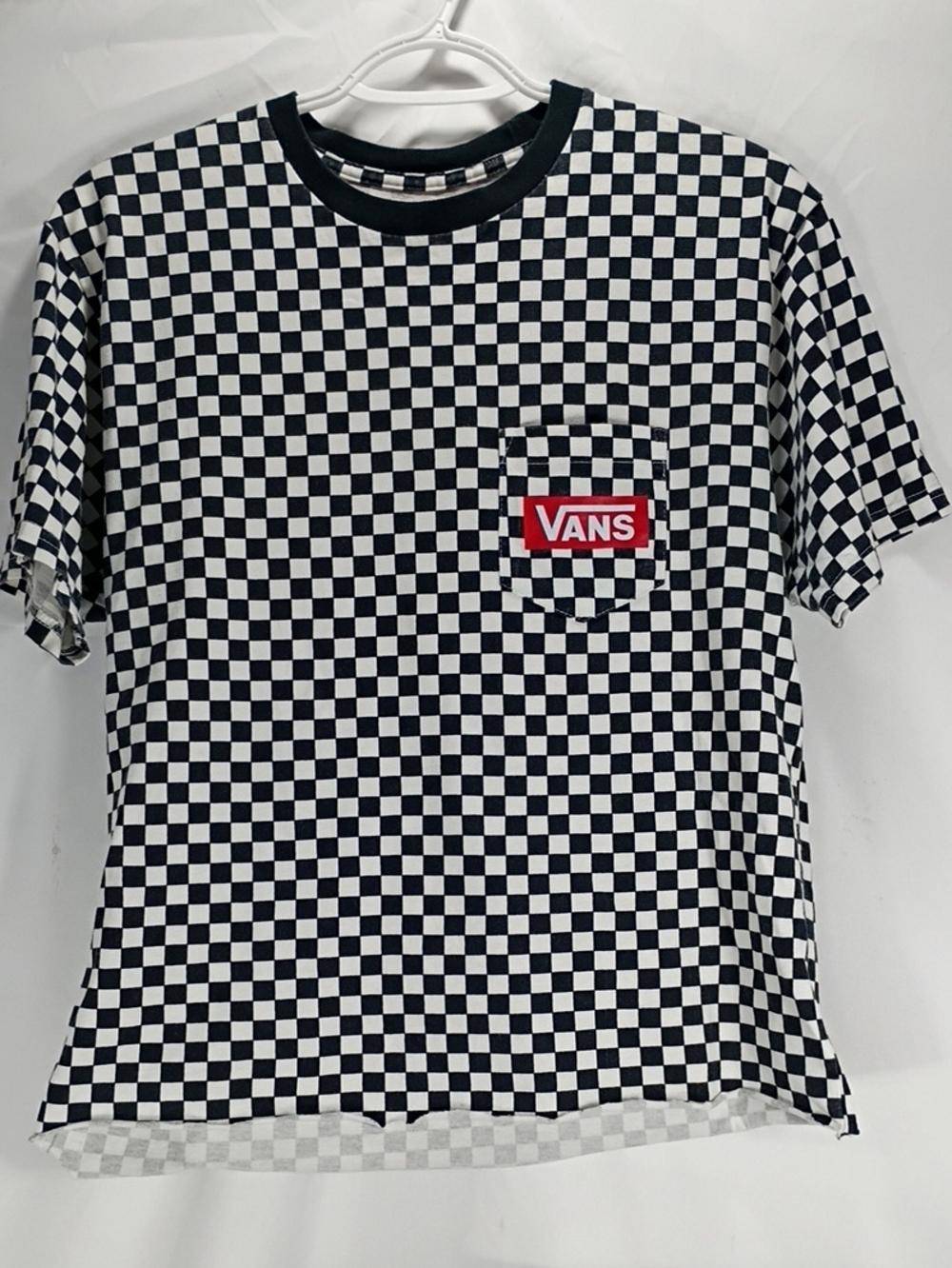EUC Vans Women’s Black & White Checkerboard Pocket Tee Size Medium
